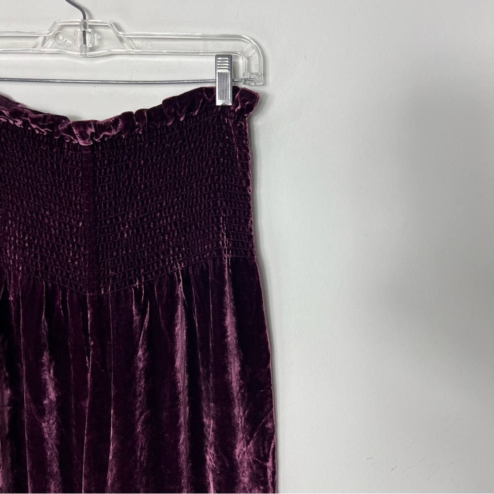Rebecca Taylor Silk Velvet Wide Leg Pants Purple Elastic 686 - Picture 7 of 8